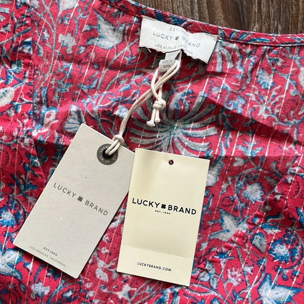 Lucky Brand Printed Cold Shoulder Top